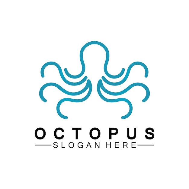 Ilustración de vector de diseño de logotipo de arte de línea moderna simple de pulpo