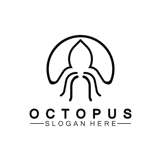 Ilustración de vector de diseño de logotipo de arte de línea moderna simple de pulpo