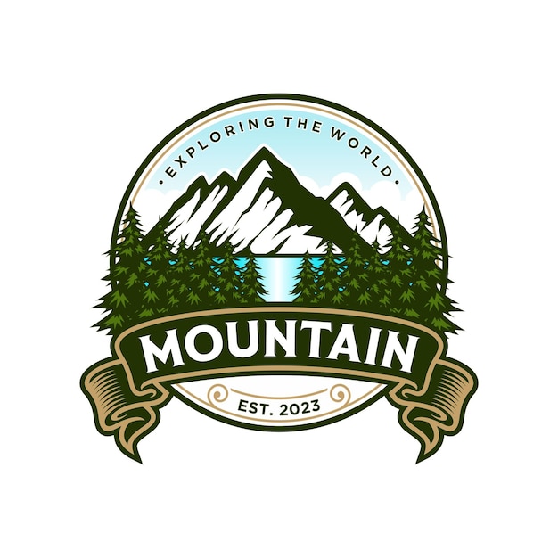 Ilustración de vector de diseño de logotipo de aventura de montaña