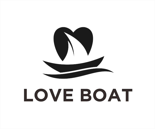 Ilustración de vector de diseño de logotipo de barco de amor