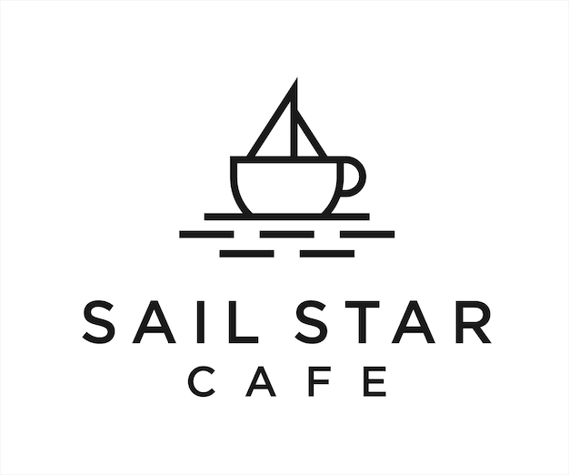 Ilustración de vector de diseño de logotipo de barco de café