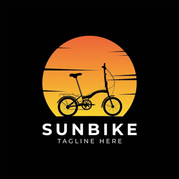 Ilustración de vector de diseño de logotipo de bicicleta de sol