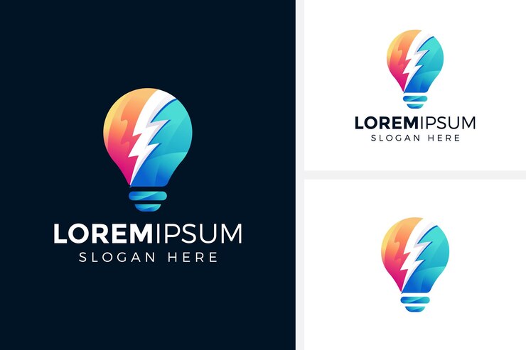 Ilustración de vector de diseño de logotipo de bombilla eléctrica colorida