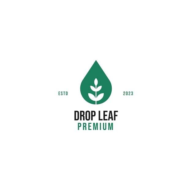 Ilustración de vector de diseño de logotipo de brote de hoja de gota plana