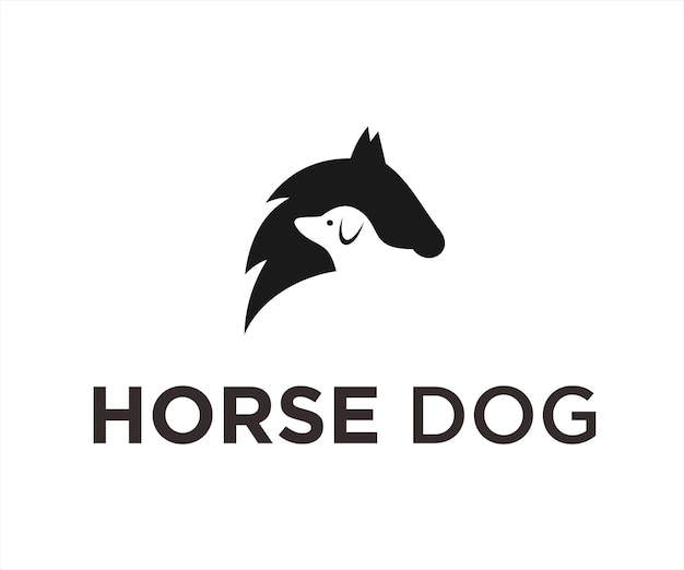 Ilustración de vector de diseño de logotipo de caballo y perro