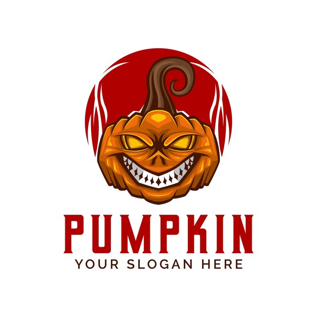 Ilustración de vector de diseño de logotipo de cabeza de calabaza