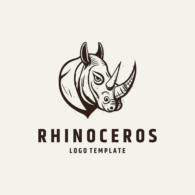 Ilustración de vector de diseño de logotipo de cabeza de rinoceronte