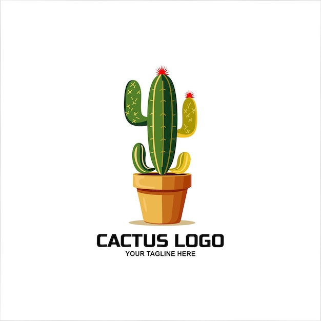 Ilustración de vector de diseño de logotipo de cactus