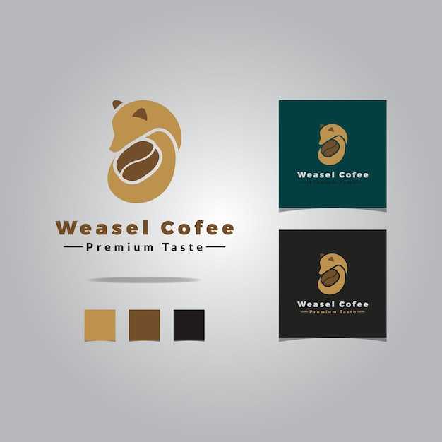 Ilustración de vector de diseño de logotipo de café de comadreja