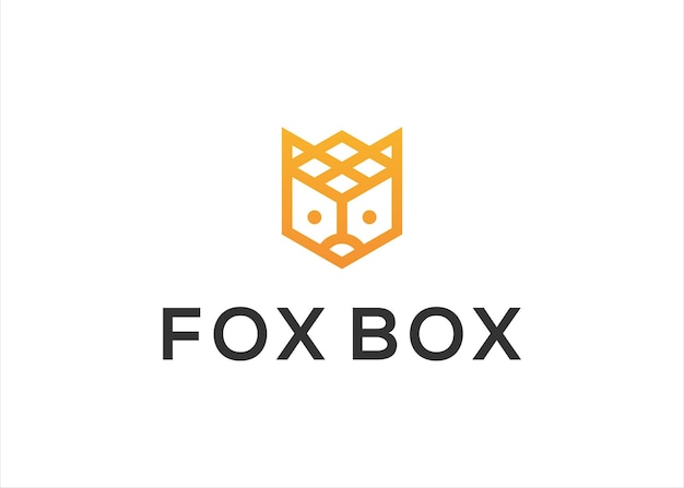 Ilustración de vector de diseño de logotipo de caja de zorro