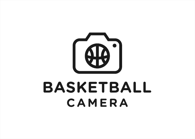 Ilustración de vector de diseño de logotipo de cámara de baloncesto