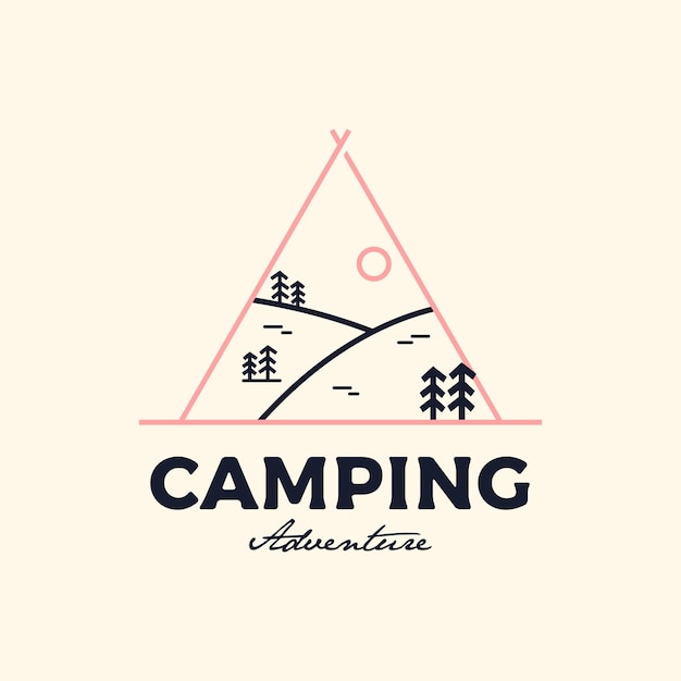 Ilustración de vector de diseño de logotipo de camping de aventura