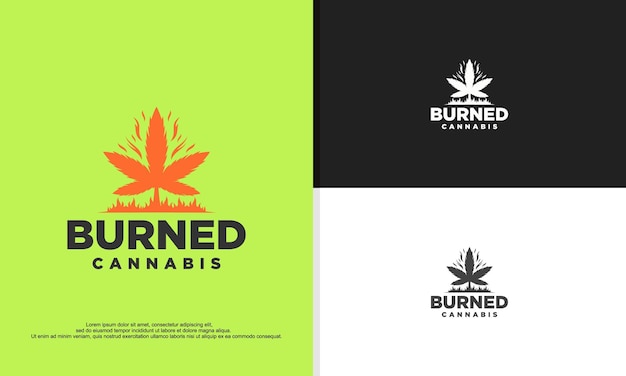 Ilustración de vector de diseño de logotipo de cannabis quemado