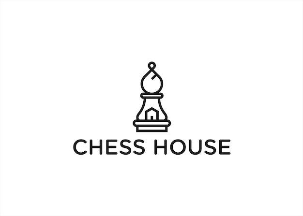 ilustración de vector de diseño de logotipo de casa de ajedrez