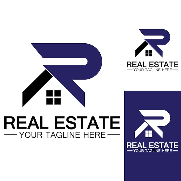 Ilustración de vector de diseño de logotipo de casa y bienes raíces de letra inicial R