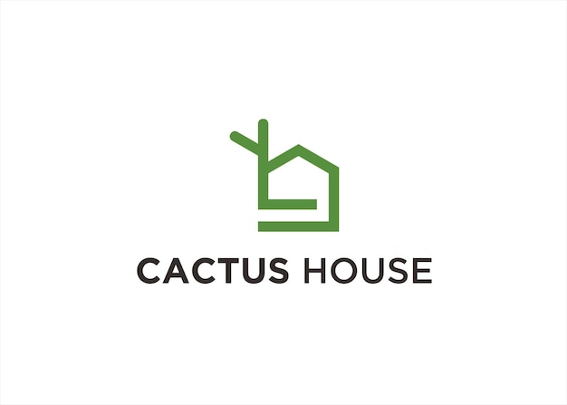 Ilustración de vector de diseño de logotipo de casa de cactus