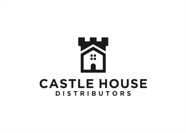 Ilustración de vector de diseño de logotipo de casa de castillo