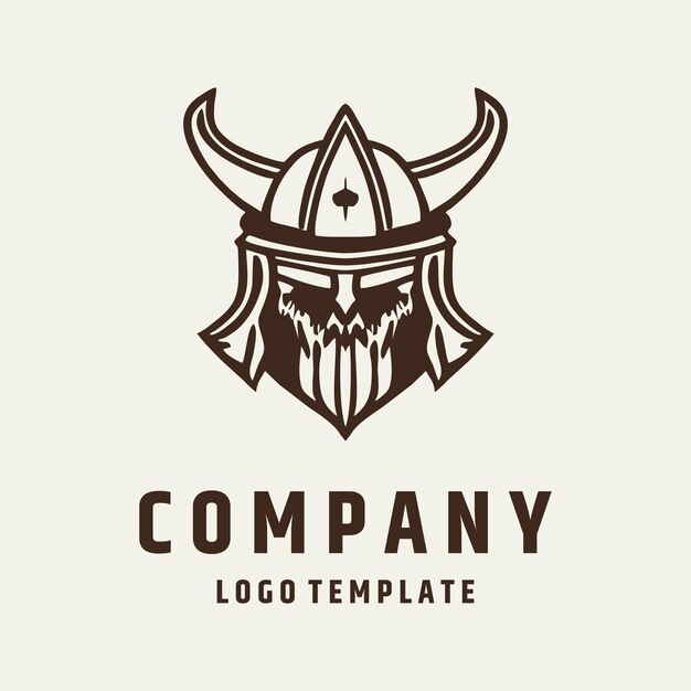 Ilustración de vector de diseño de logotipo de casco vikingo