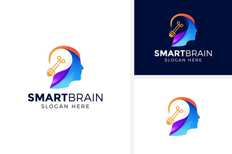 Ilustración de vector de diseño de logotipo de cerebro inteligente