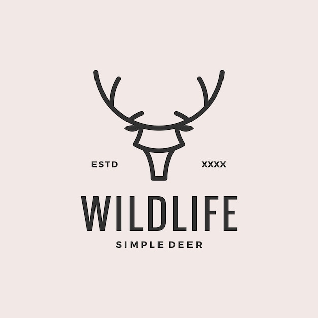 Ilustración de vector de diseño de logotipo de ciervo simple