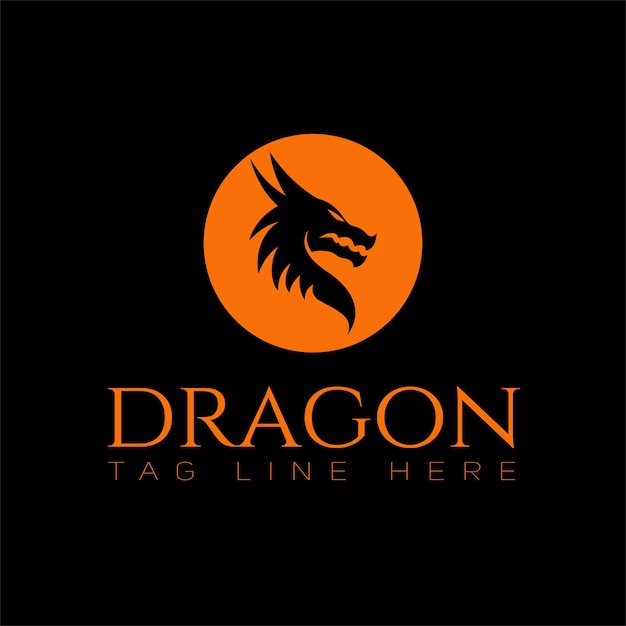 Ilustración de vector de diseño de logotipo de círculo de dragón creativo