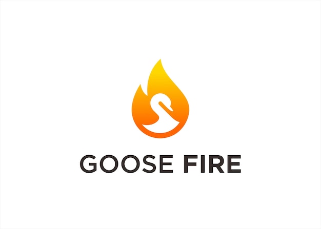 Ilustración de vector de diseño de logotipo de cisne de fuego