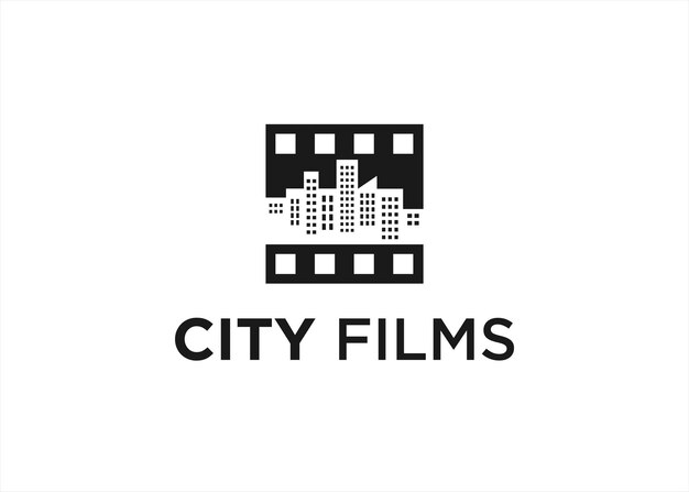 Ilustración de vector de diseño de logotipo de ciudad de película