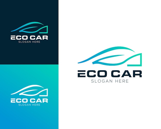 Ilustración de vector de diseño de logotipo de coche ecológico