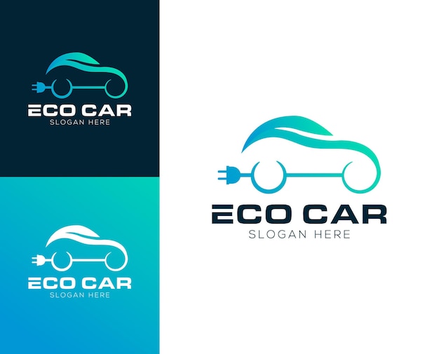 Ilustración de vector de diseño de logotipo de coche ecológico