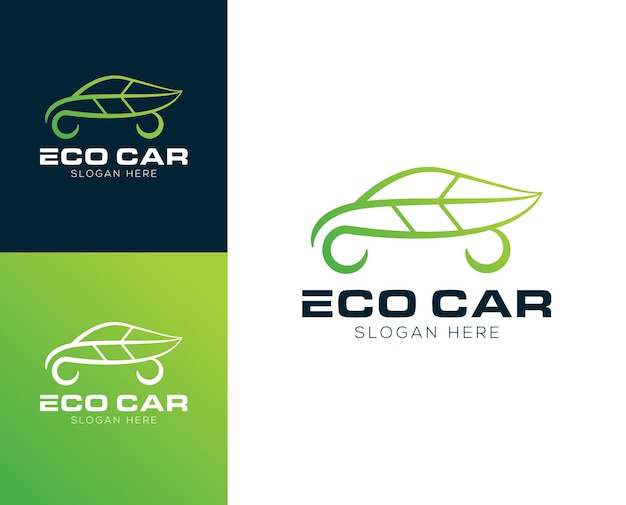 Vector ilustración de vector de diseño de logotipo de coche ecológico