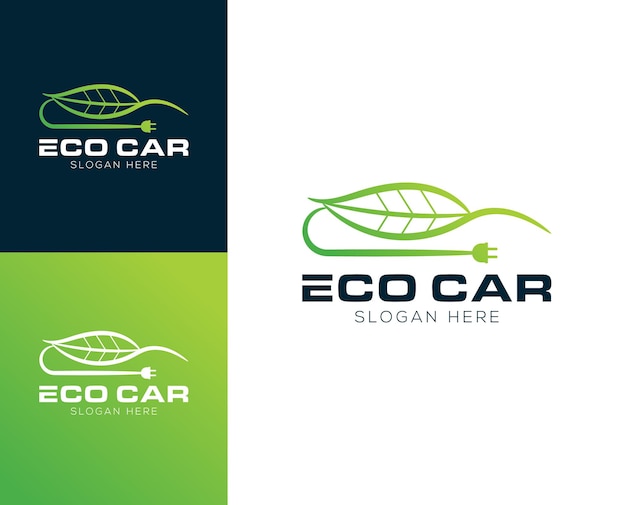 Ilustración de vector de diseño de logotipo de coche ecológico