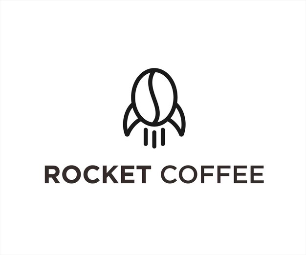 Ilustración de vector de diseño de logotipo de cohete de café