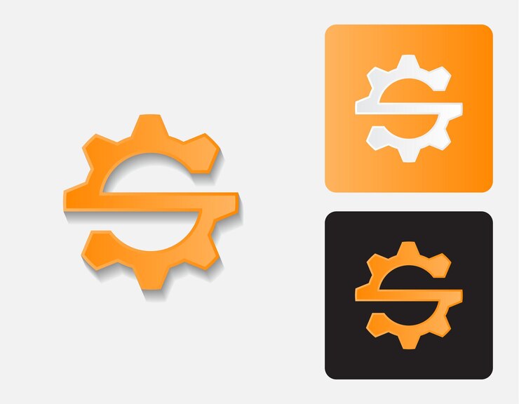 Ilustración de vector de diseño de logotipo de concepto S y Gear