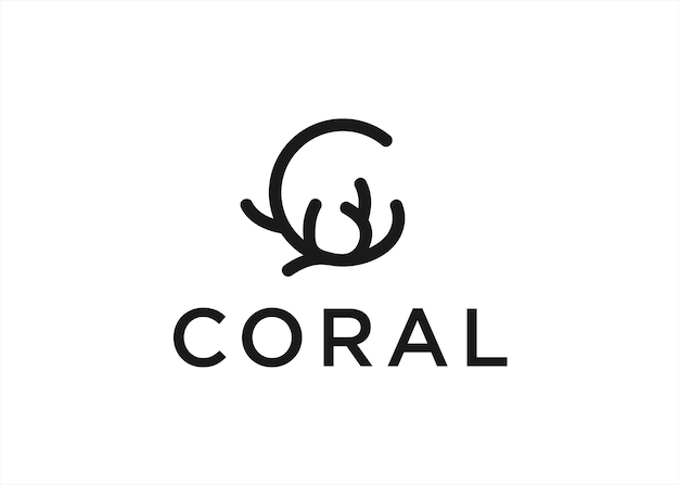 Ilustración de vector de diseño de logotipo de coral de letra c