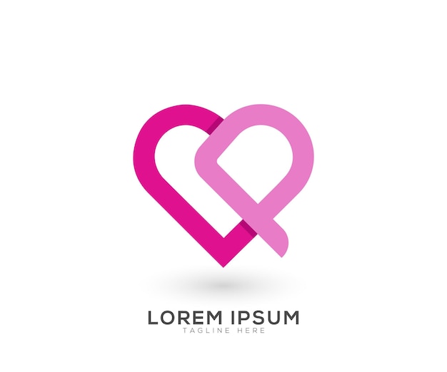 Ilustración de vector de diseño de logotipo de corazón de letra P