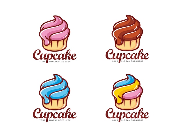 Ilustración de vector de diseño de logotipo de cupcake