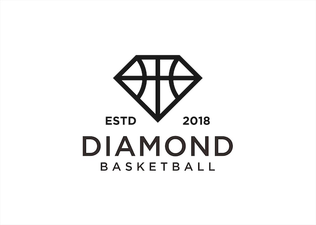 Ilustración de vector de diseño de logotipo de diamante de baloncesto