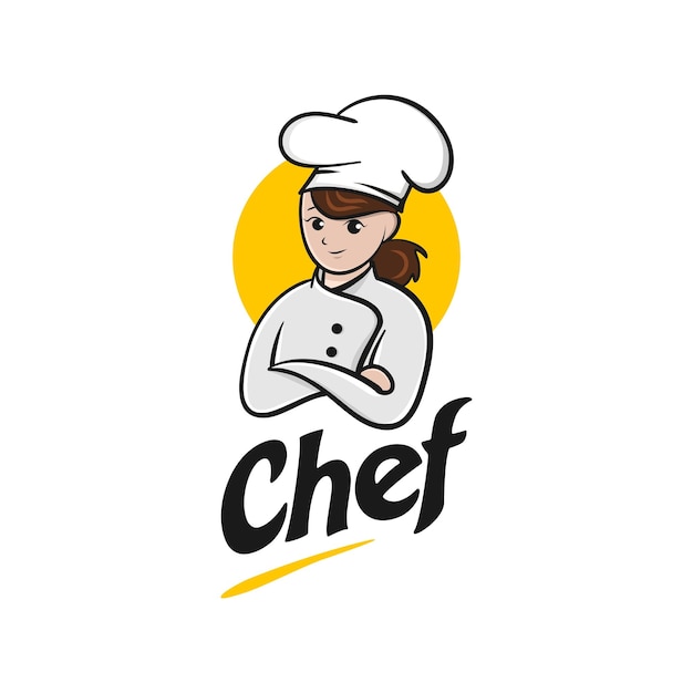 Ilustración de vector de diseño de logotipo de dibujos animados de chef