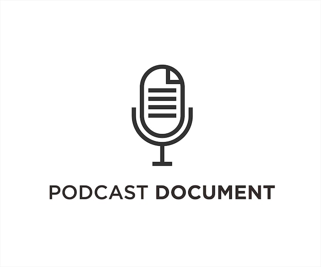 Ilustración de vector de diseño de logotipo de documento de podcast