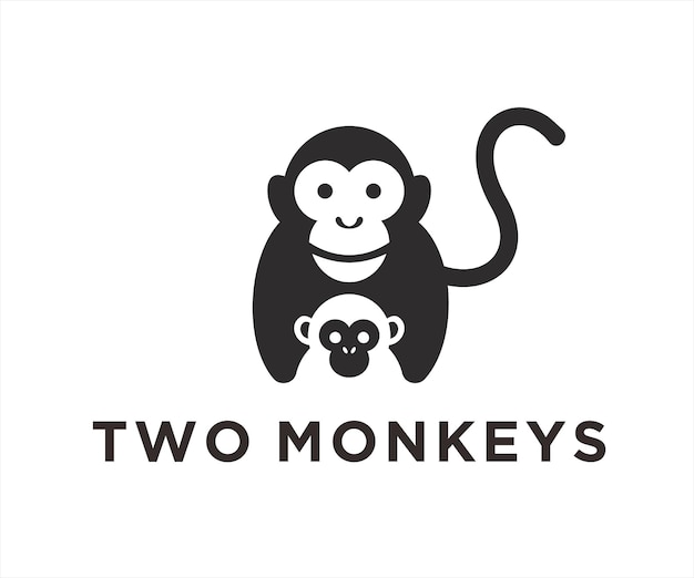 Ilustración de vector de diseño de logotipo de dos monos