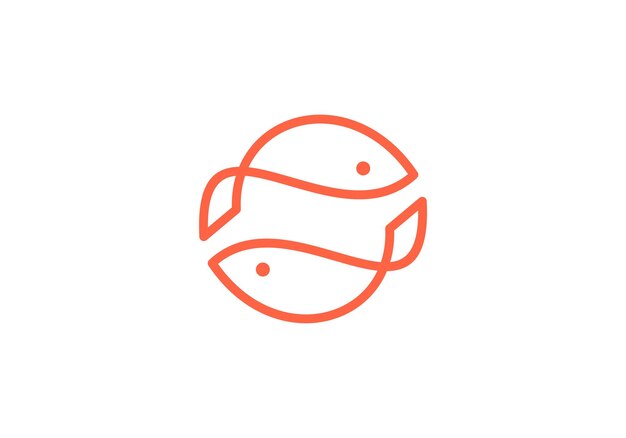 Ilustración de vector de diseño de logotipo de dos peces