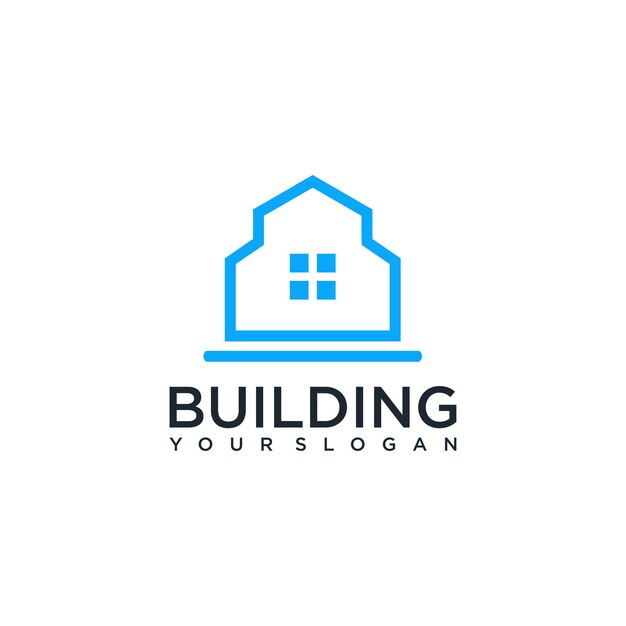 Ilustración de vector de diseño de logotipo de edificio aislado sobre fondo blanco