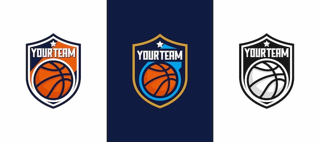 Ilustración de vector de diseño de logotipo de emblema de equipo de baloncesto