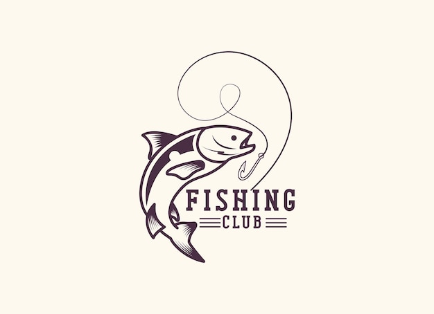 Ilustración de vector de diseño de logotipo de emblema de pesca