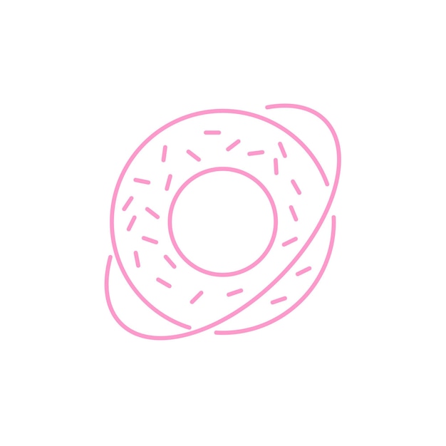 Vector ilustración de vector de diseño de logotipo de estilo de arte de línea de donut de planeta