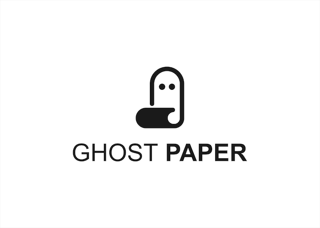 Ilustración de vector de diseño de logotipo de fantasma de papel