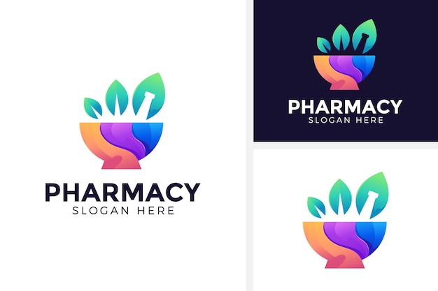Ilustración de vector de diseño de logotipo de farmacia colorido
