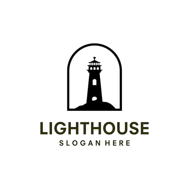 Ilustración de vector de diseño de logotipo de faro