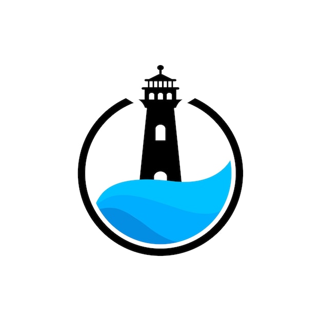 Ilustración de vector de diseño de logotipo de faro
