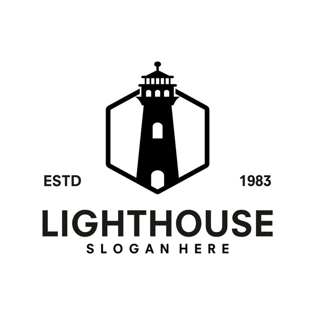 Ilustración de vector de diseño de logotipo de faro